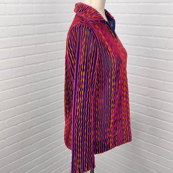 Jo Matthews Top Women Lg Pink Orange Ruffle Stripe Surfer‎ Resort 60s USA - Picture 5 of 13